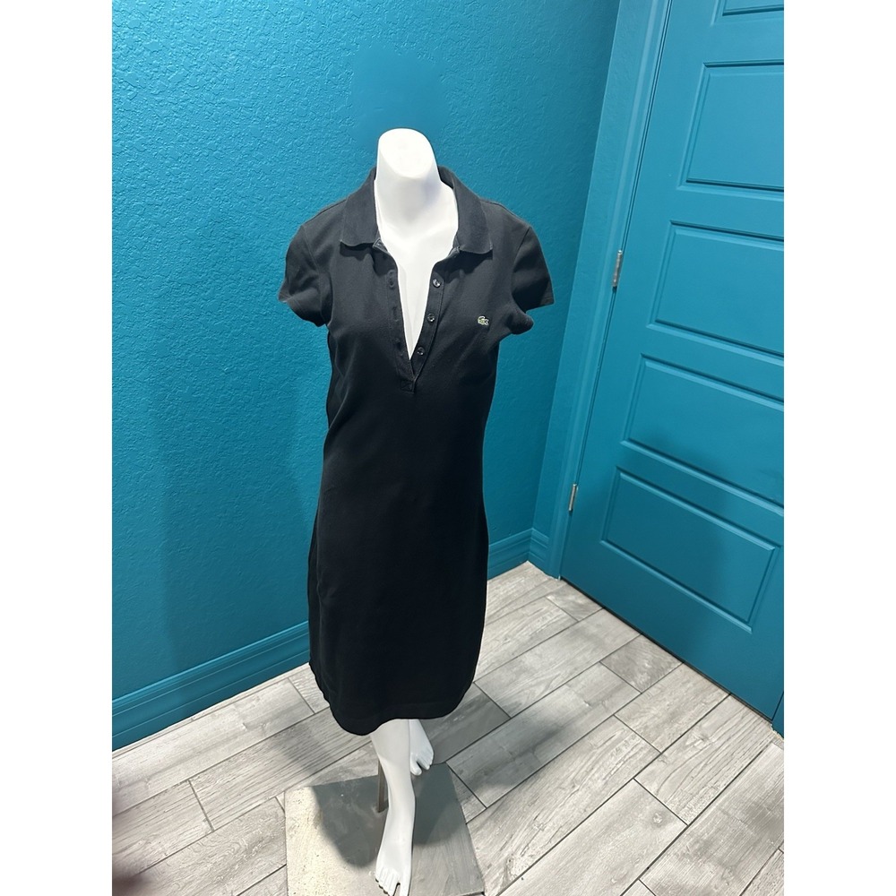 Lacoste Women's Short Sleeves Collared Mini T-Shirt Polo‎ Dress Black 38